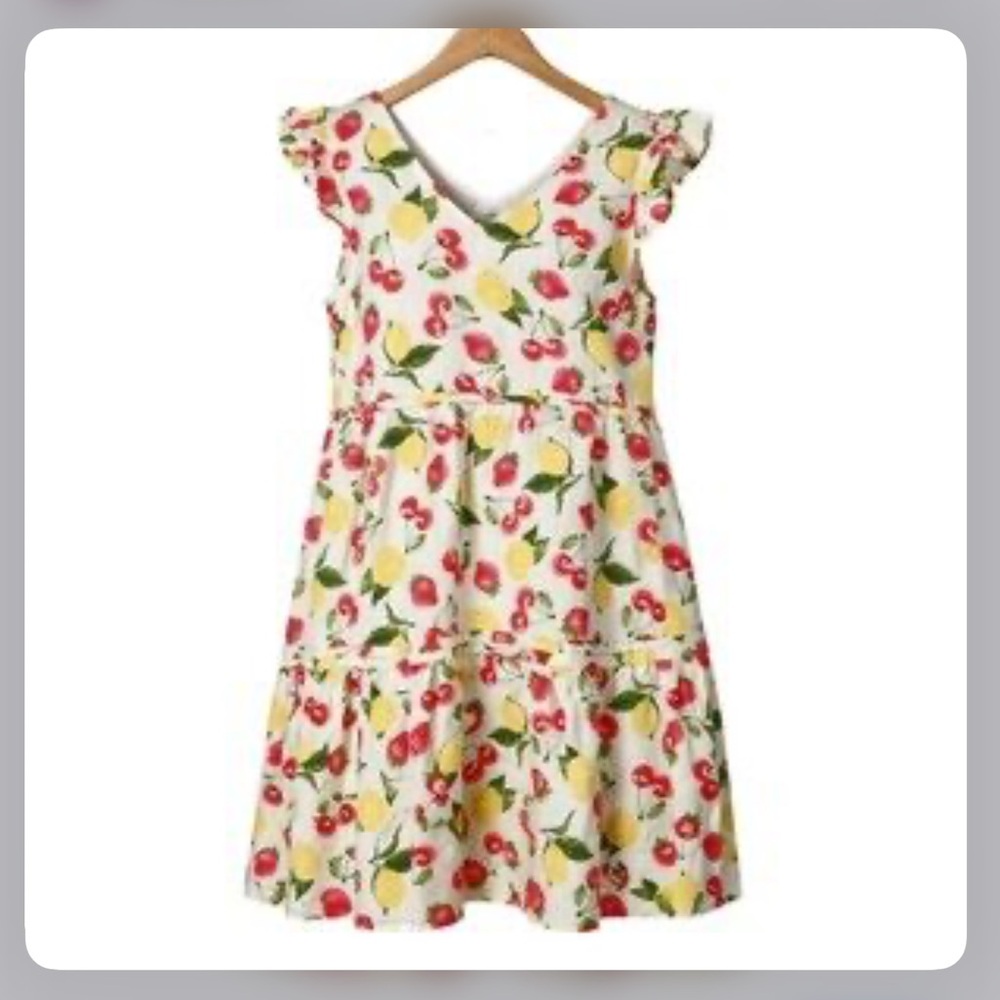 Isaac Mizrahi White Fruit Print linen Sundress with Pink Tag